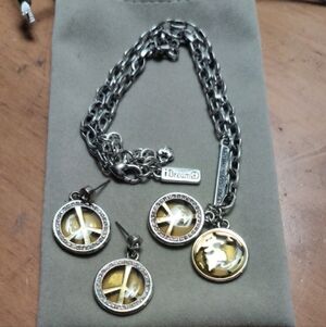 Brighton Silver and Gold Peace Necklace Set